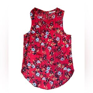 *Abercrombie & Fitch* Red Floral Sleeveless Buttondown Blouse Work Attire SZ XS